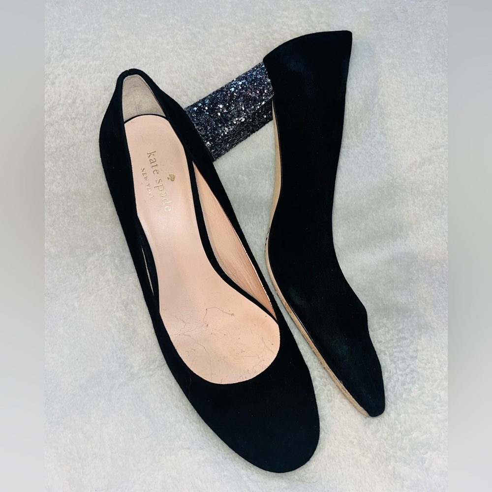 Kate Spade Dolores Glitter Block Heel Shoes sz 8